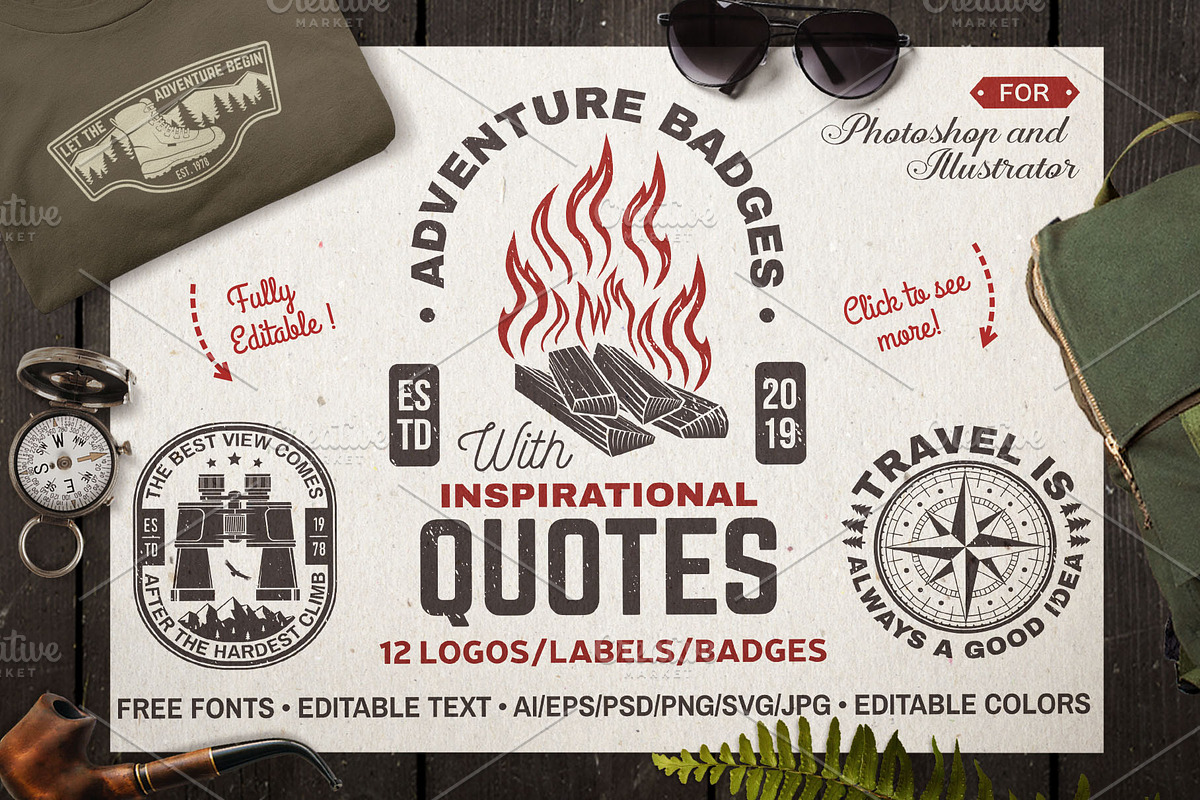Adventure Badges in Logo Templates - product preview 8