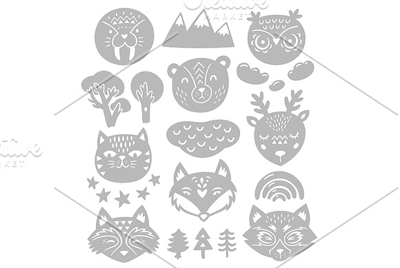 Folk animals portrait in Patterns - product preview 2