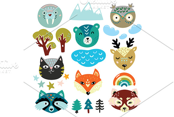 Folk animals portrait in Patterns - product preview 3