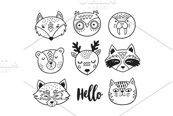 Folk animals portrait in Patterns - product preview 4