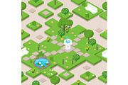 Isometric park composition with