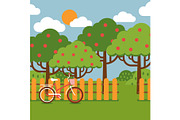 Orchard landscape in flat style