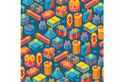 Gift boxes in seamless pattern