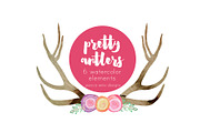 Pretty Antlers Watercolor Clipart
