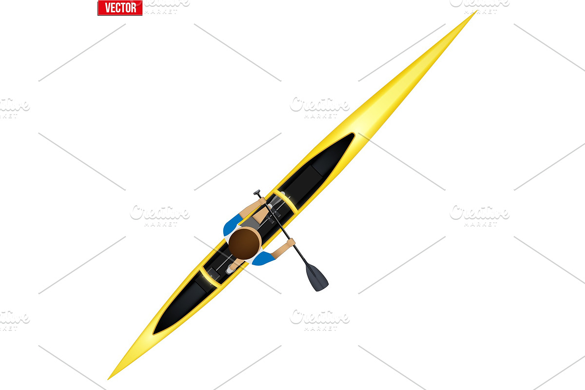 Sprint Single Canoe with paddler in Illustrations - product preview 8