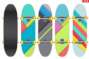 Set of skateboards with designs