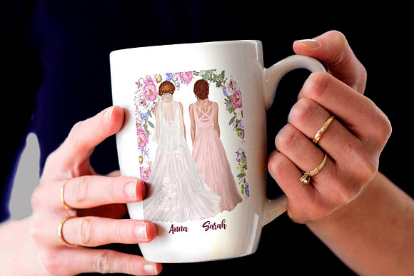Wedding clipart Bride clipart in Illustrations - product preview 6
