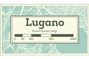 Lugano Switzerland City Map in Retro