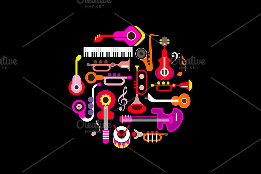 Musical Instruments Round Design
