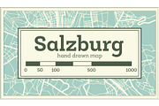 Salzburg Austria City Map in Retro