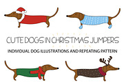 Cute dogs in Christmas jumpers