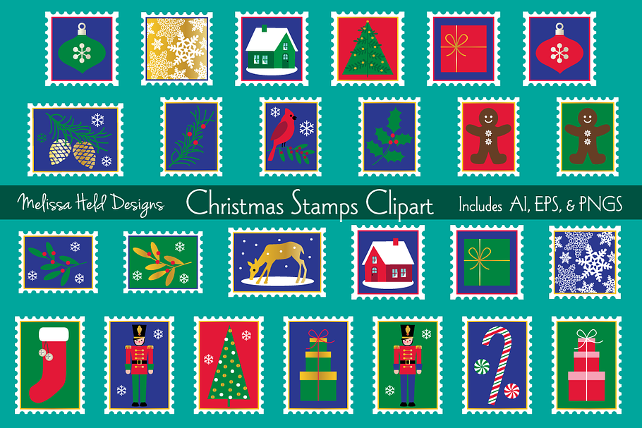 Christmas Stamps Clipart