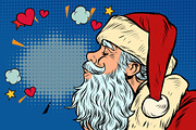Kiss of love. Santa Claus character