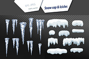 Icicles and Snow cap vector set