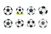 Soccer ball icon set, flat style