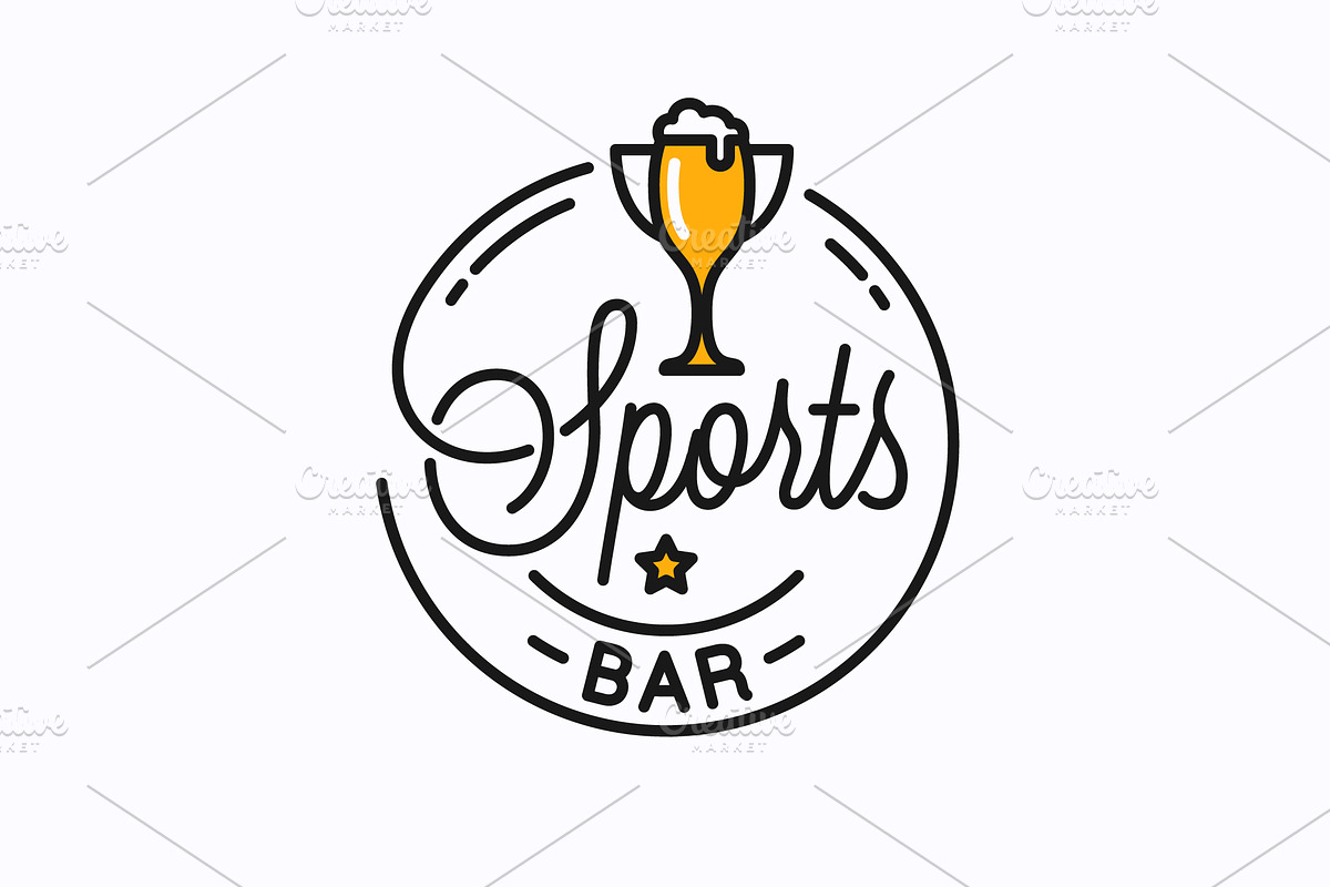 Sports bar logo. Round linear logo. in Illustrations - product preview 8