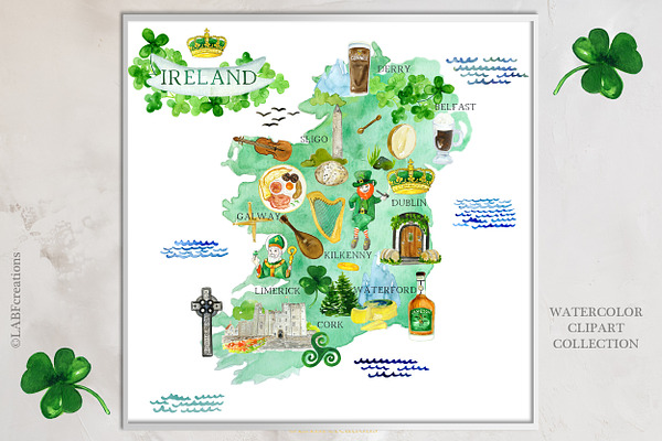 Ireland. Watercolor map creator