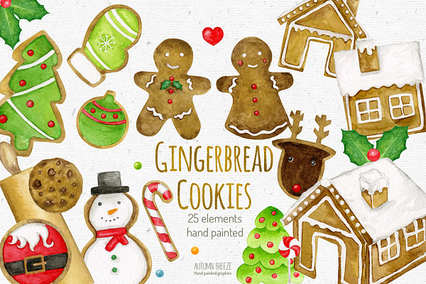 Watercolor christmas cookies clipart
