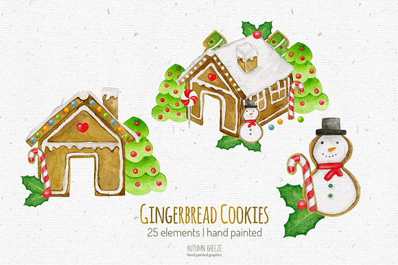 Watercolor christmas cookies clipart in Graphics - product preview 1