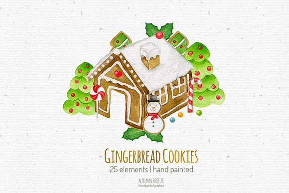 Watercolor christmas cookies clipart in Graphics - product preview 2
