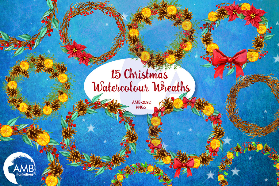 Christmas Watercolour Wreaths