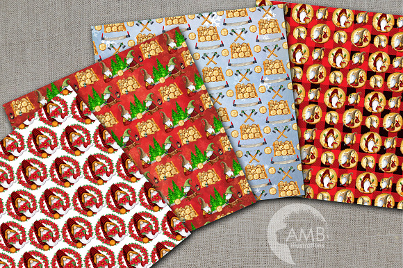 Christmas Watercolour Gnomes pattern in Patterns - product preview 1