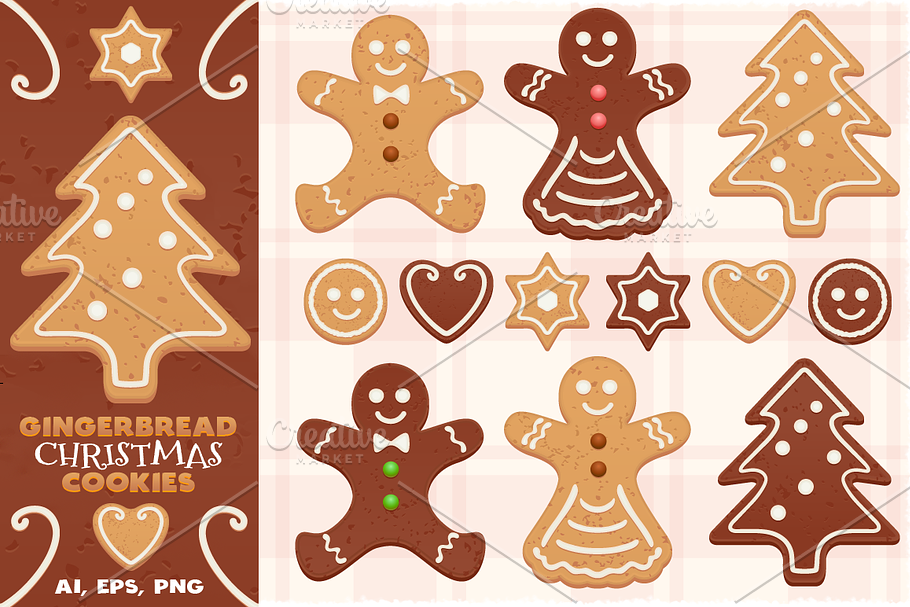 Gingerbread Vector Christmas Cookies in Illustrations - product preview 8