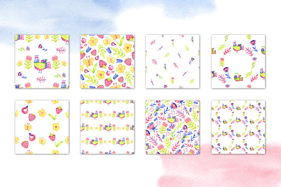 Watercolor white folk digital papers in Patterns - product preview 1