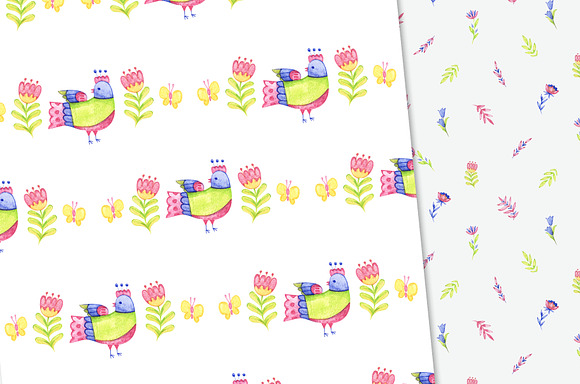 Watercolor white folk digital papers in Patterns - product preview 3