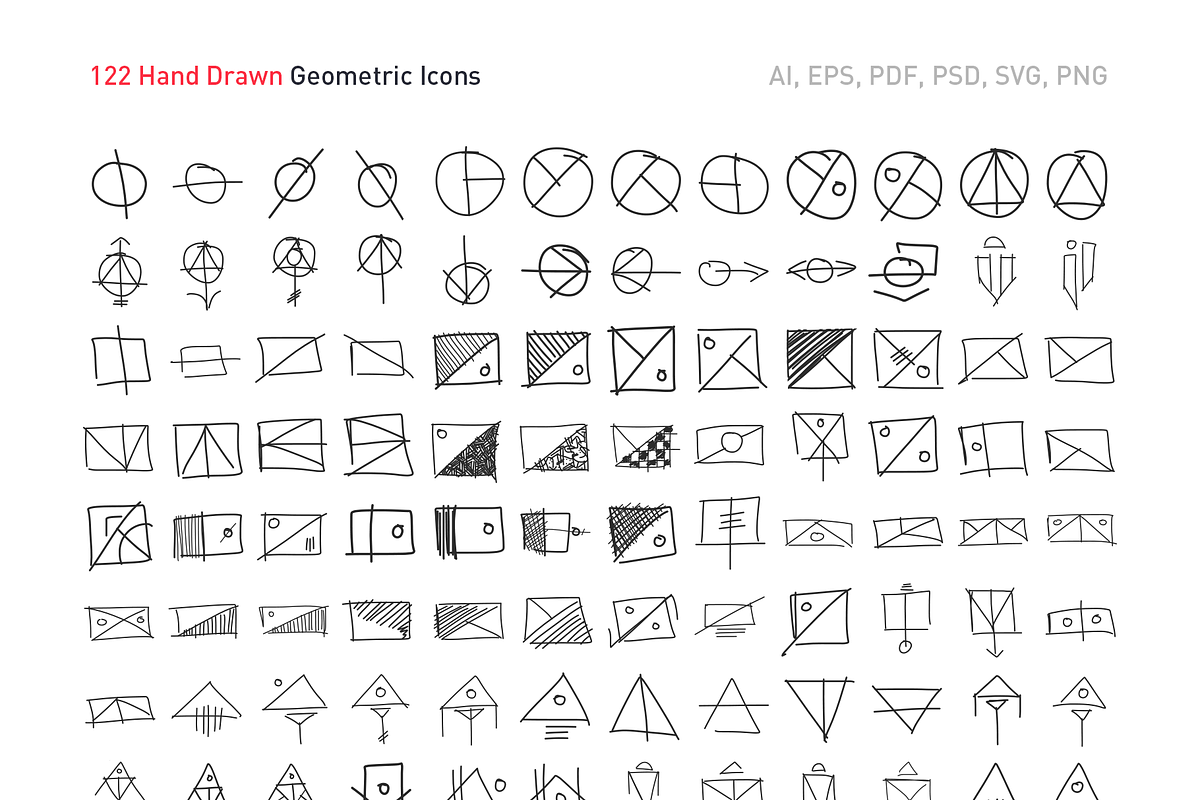 Hand Drawn Geometric Icon Set in Icons - product preview 8
