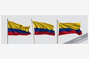 Set of Colombia waving flag vector