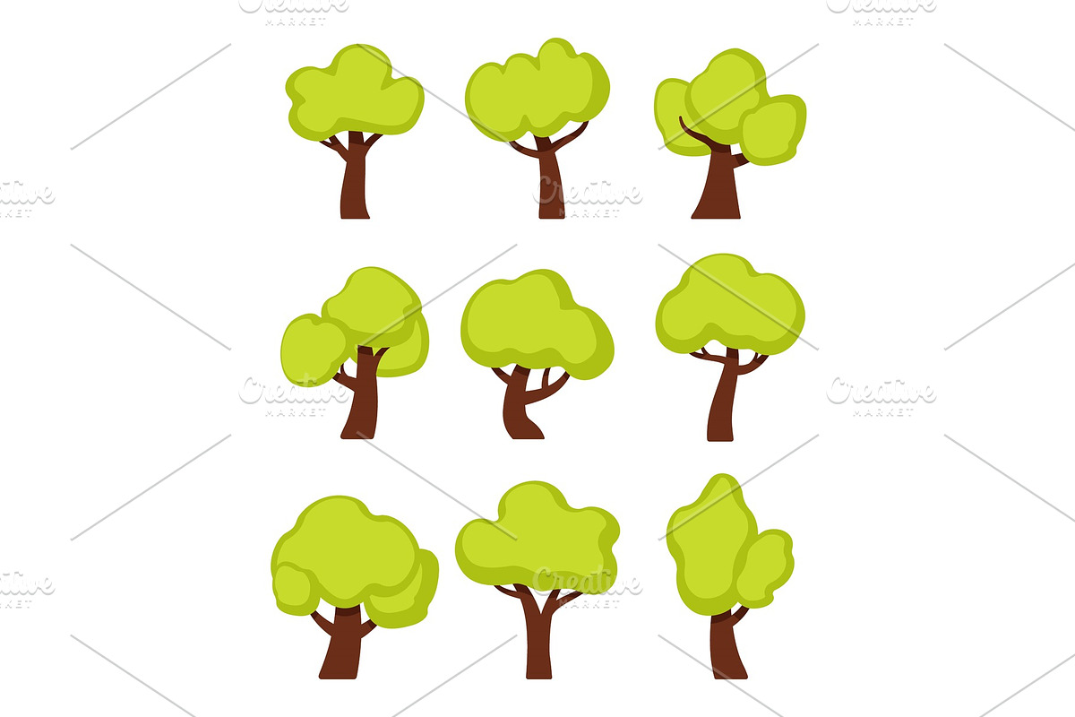 Green forest trees cartoon vector in Illustrations - product preview 8