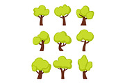 Green forest trees cartoon vector