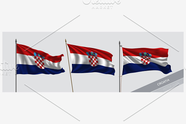 Set of Croatia waving flag vector