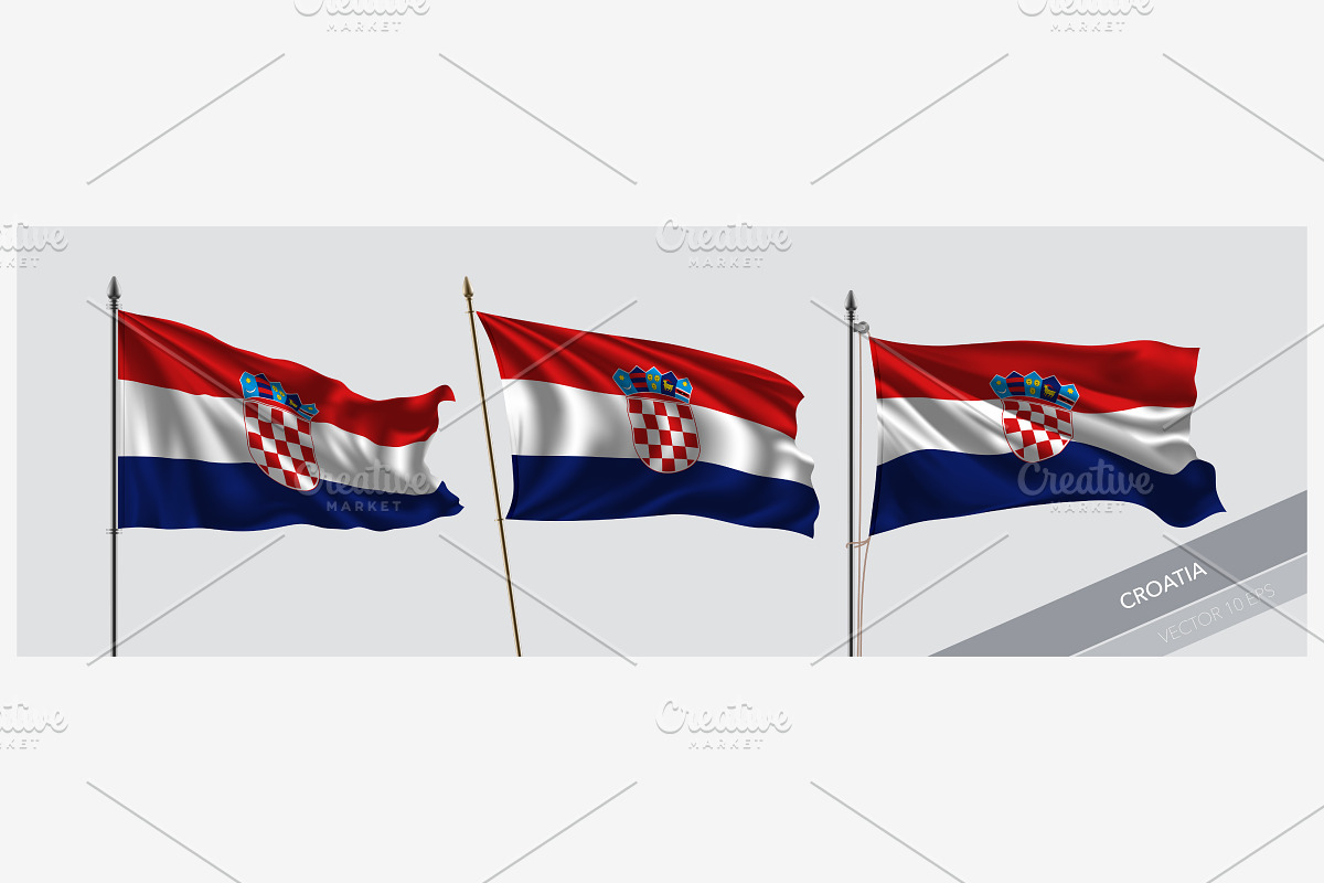 Set of Croatia waving flag vector in Illustrations - product preview 8