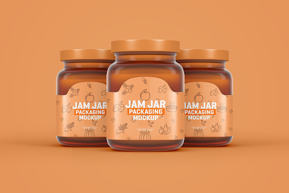 Glass Jam Jar Packaging Mockup in Product Mockups - product preview 1