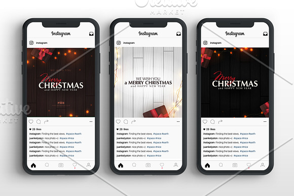 Christmas Banner with lights garland in Instagram Templates - product preview 1