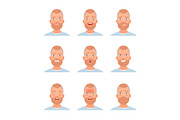 Set of emotions on a mans bearded