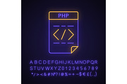PHP file neon light icon