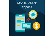 Mobile check deposit flat icon