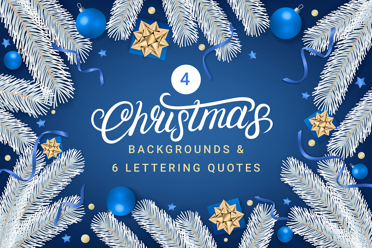 Christmas Backgrounds & Lettering in Postcard Templates - product preview 8