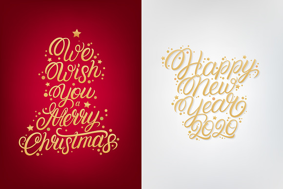 Christmas Backgrounds & Lettering in Postcard Templates - product preview 3