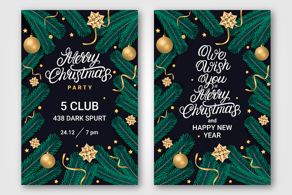 Christmas Backgrounds & Lettering in Postcard Templates - product preview 6