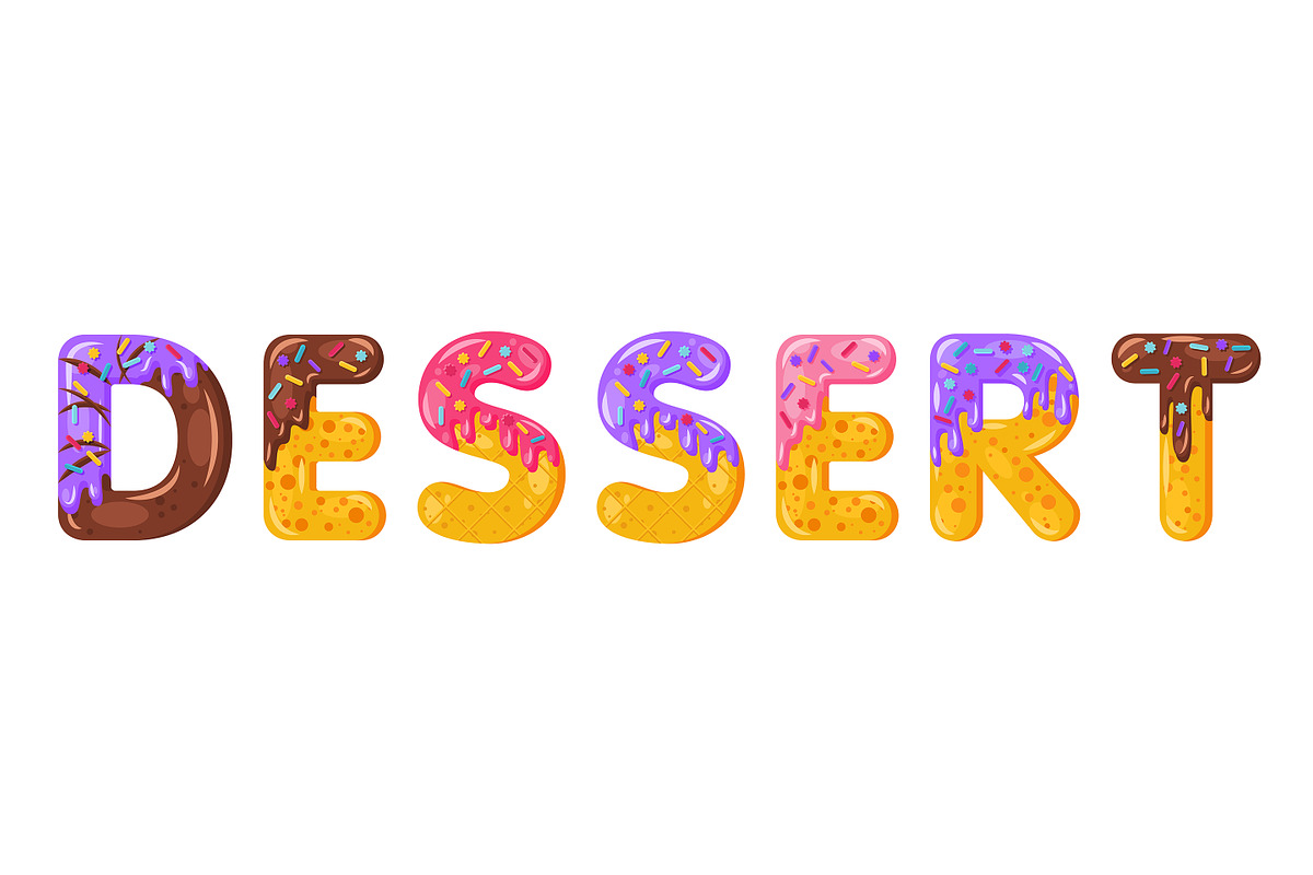 Donut cartoon dessert biscuit font in Add-Ons - product preview 8