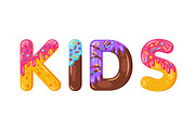 Donut cartoon kids biscuit bold font