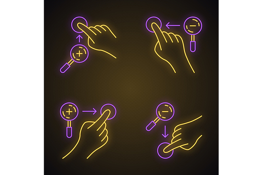 Touchscreen gestures neon light icon