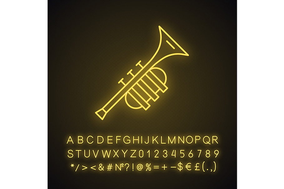Trumpet neon light icon