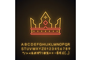 King crown neon light icon