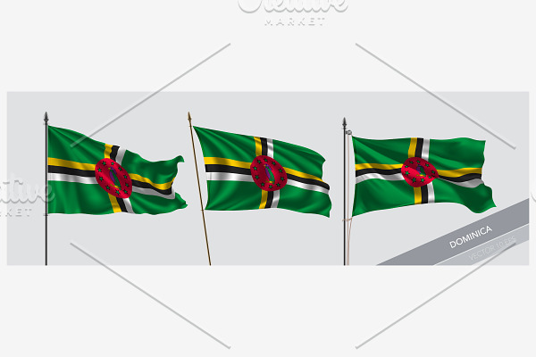 Set of Dominica waving flag vector