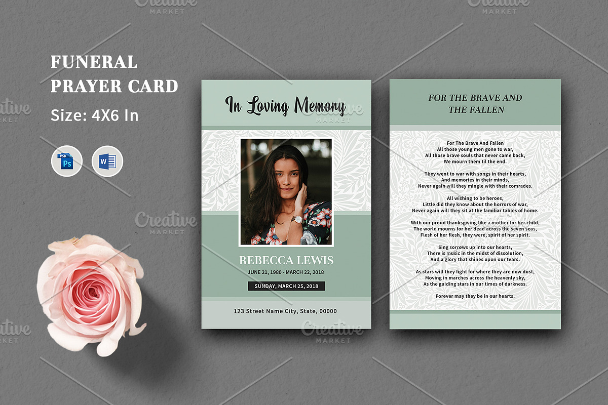 Funeral Prayer Card V14 in Card Templates - product preview 8